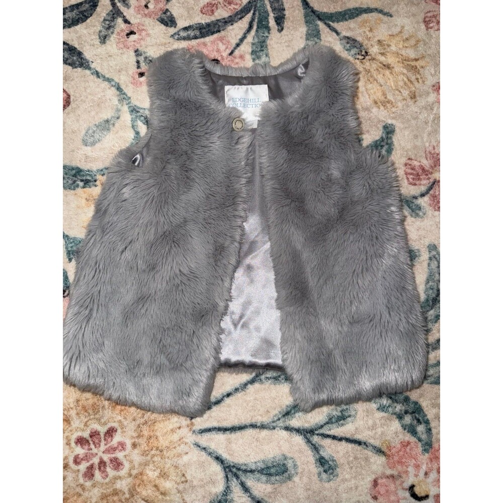 Toddler Girls size 3T Edgehill Collection Plush Faux Fur Vest Grey